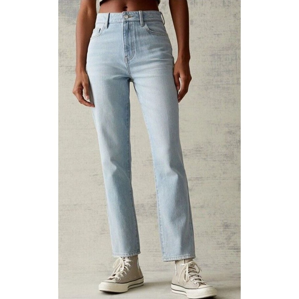 PACSUN Juniors Mom Jeans Light Blue Denim‎ Sz 22 Mid Waist Tapered Leg Relaxed